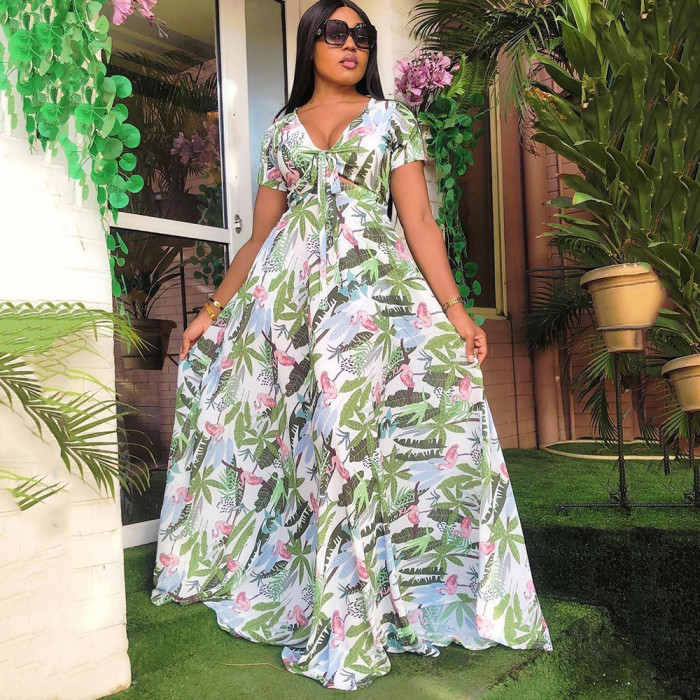 New Floral Chiffon Waist  Wedding Guest Dresses