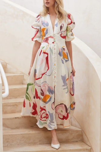 Big Swing Chiffon Printed  Wedding Guest Dresses