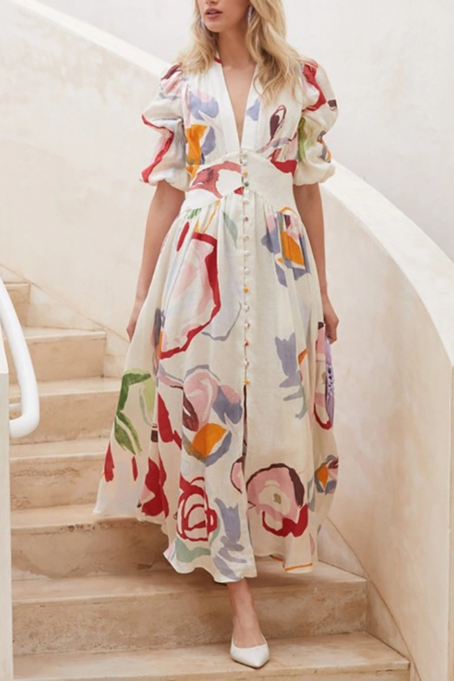 Big Swing Chiffon Printed  Wedding Guest Dresses
