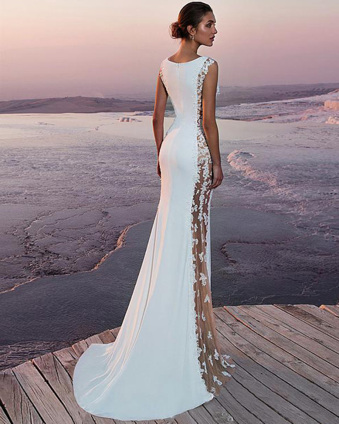 Women Lace Sexy Elegant Sleeveless Wedding Guest Dresses