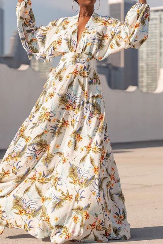 New Long Sleeve Print  Wedding Guest Dresses