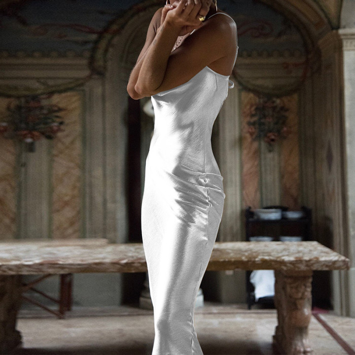 Women  Sleeveless Backless Slim Sexy Satin  Bodycon Dresses