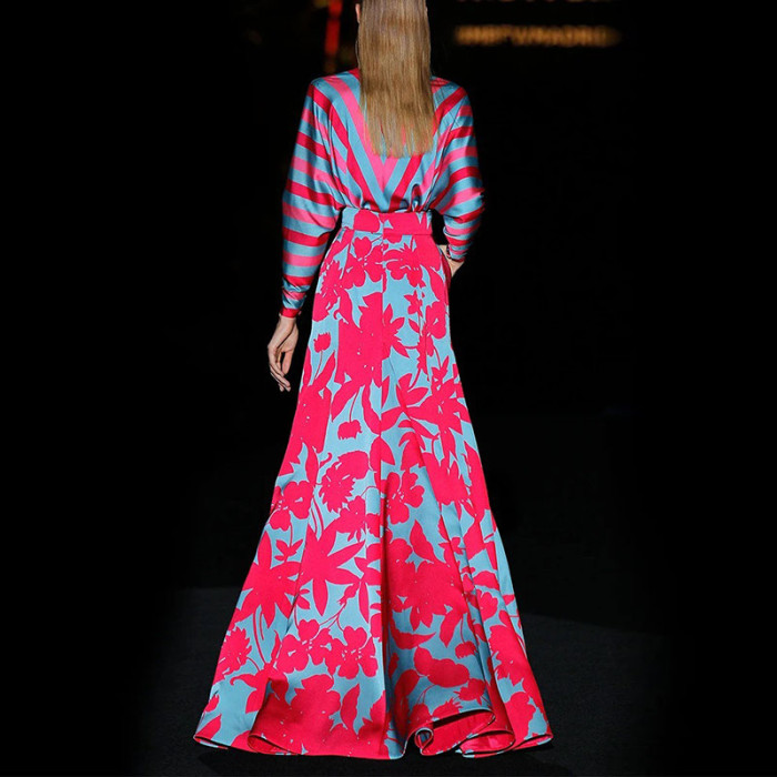Women V Neck Asymmetrical Print Ruffle Casual  Wedding Guest Dresses