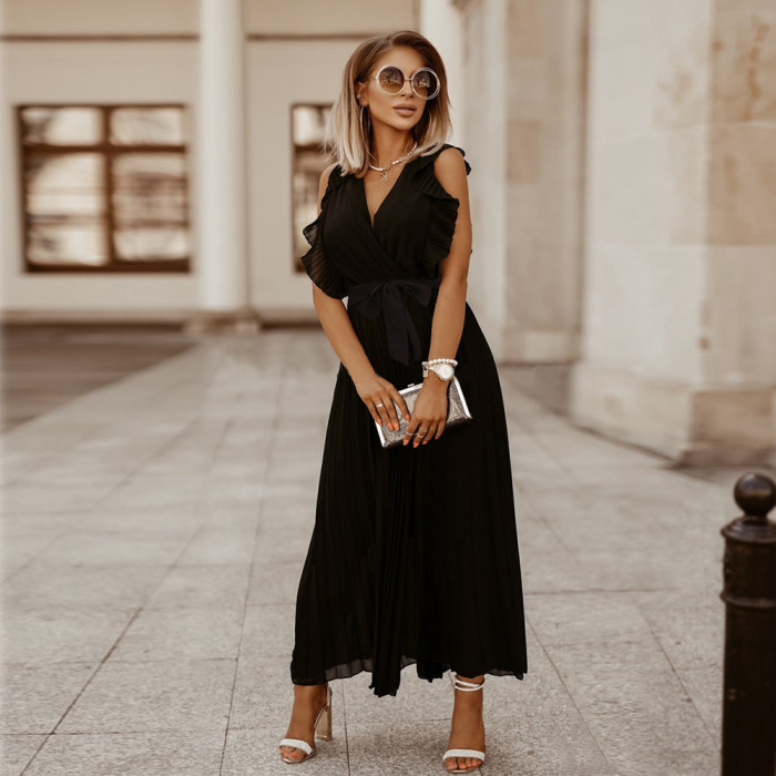 Summer Chiffon Boho Vintage Print Elegant Wedding Guest Dresses