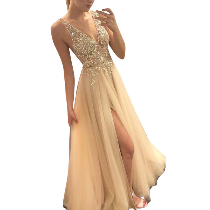 V-Neck Elegant Party LaceWedding Guest Dresses