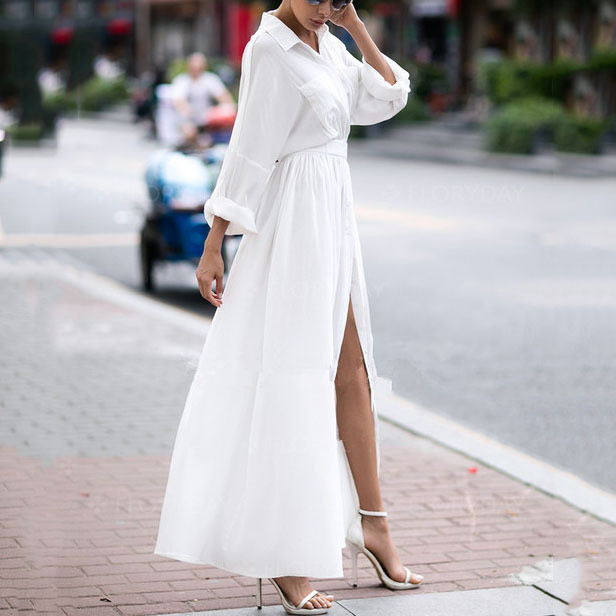 Women's Fashion Long Sleeve Mid-length Temperament  Wedding Guest Dresses