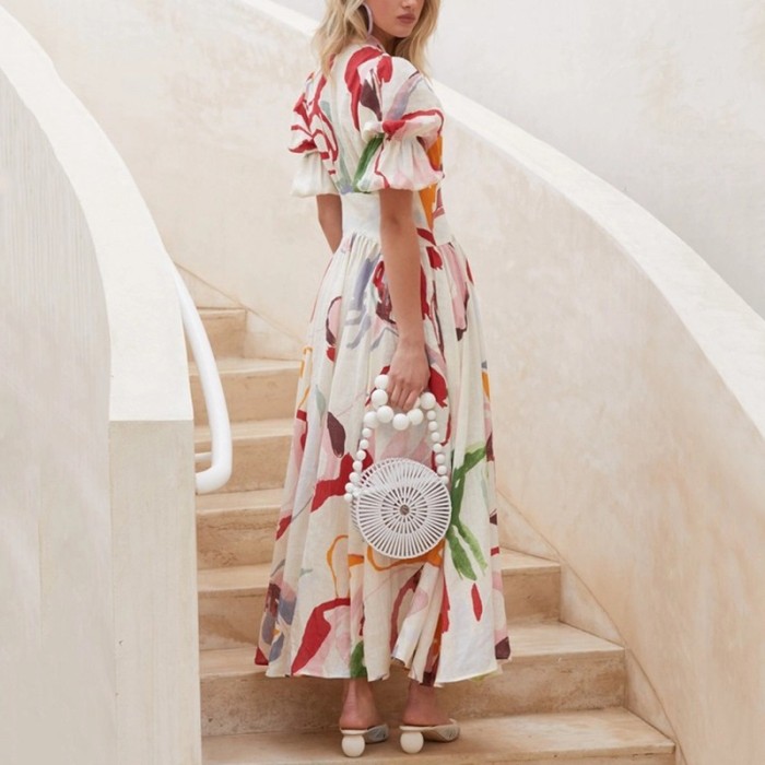 Big Swing Chiffon Printed  Wedding Guest Dresses