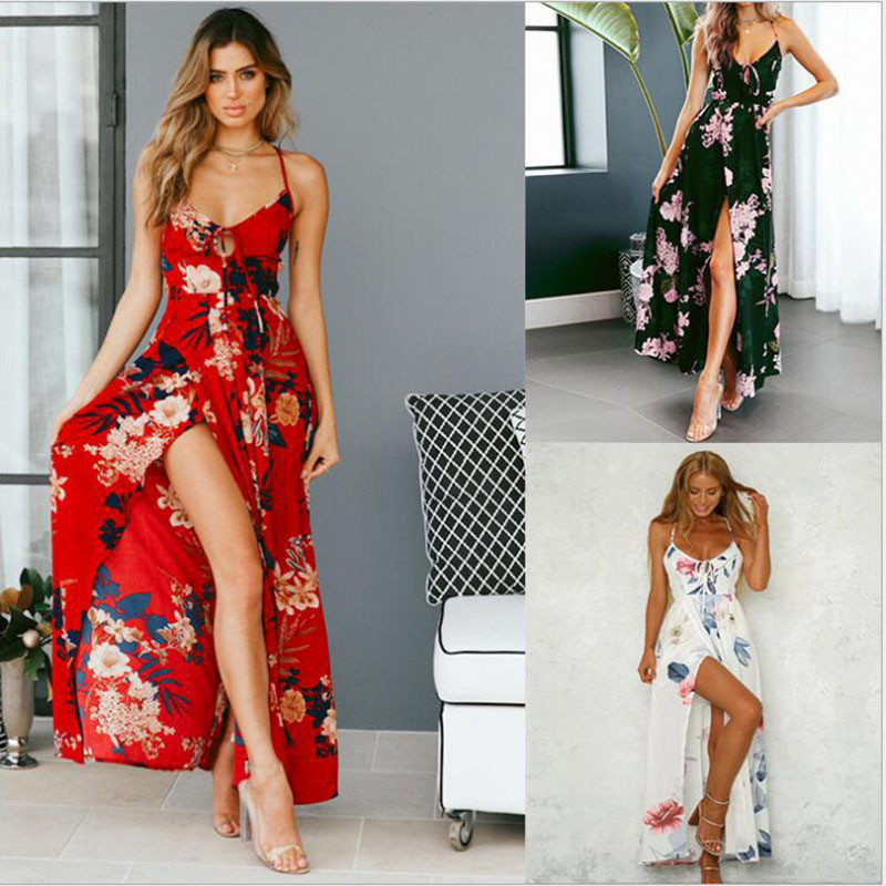 Floral Evening Party Beach  Backless Wedding Guest Dresses