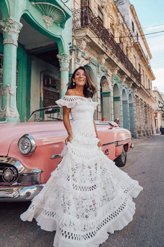 Elegant Lace White  Slash Neck Short Sleeve  Wedding Guest Dresses