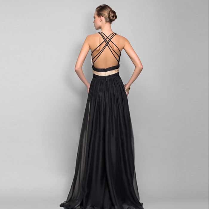 Sexy Suspenders High Waist Chiffon Wedding Guest Dresses