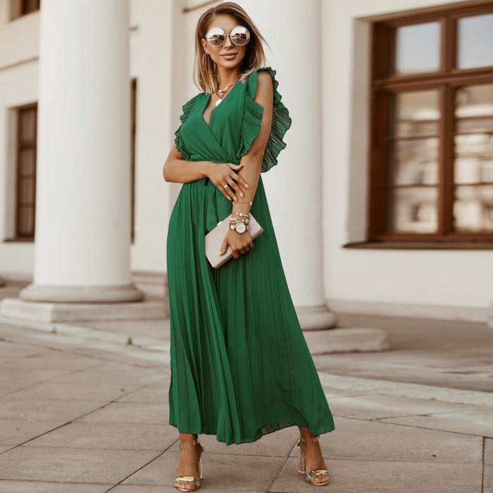 Summer Chiffon Boho Vintage Print Elegant Wedding Guest Dresses