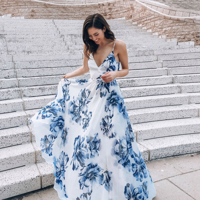 Women's Sexy New Sleeveless Print  Wedding Guest Dresses