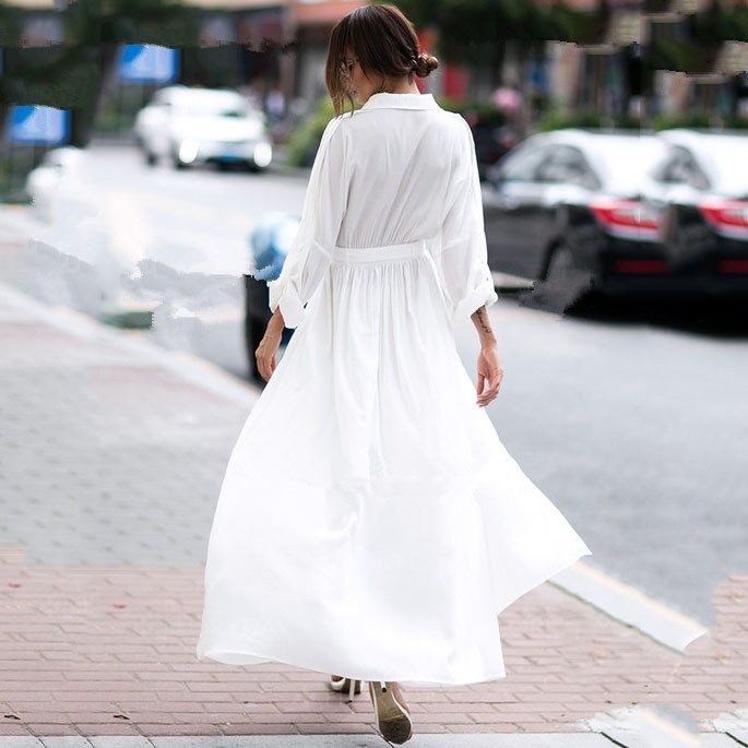 Women's Fashion Long Sleeve Mid-length Temperament  Wedding Guest Dresses