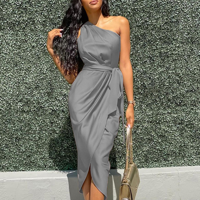 Women's Irregular Belt Slim Satin Dress Fashion Sexy Suspenders Dresses