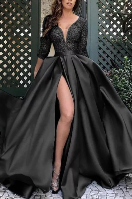 Women Party Wedding Guest Elegant Lace Sequins Sexy Maxi Dress