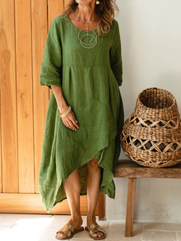 Fashion O Neck Casual Irregular Dress
