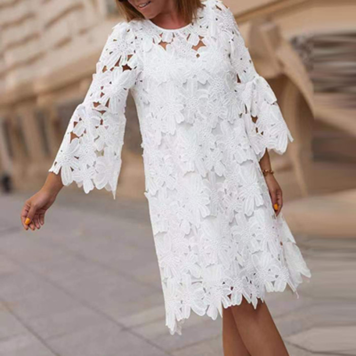 Fashion Elegant O Neck Casual Wedding Guest Dress