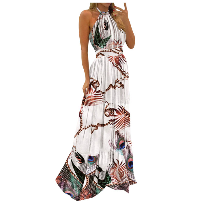 Boho Fashion Print Sexy Loose Wedding Guest Dress