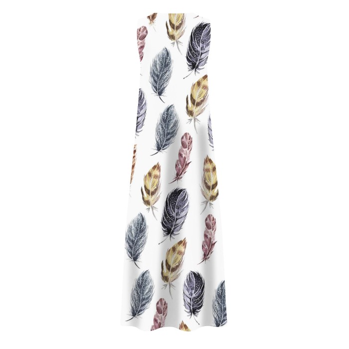 Casual Sleeveless Print V Neck Maxi Dress