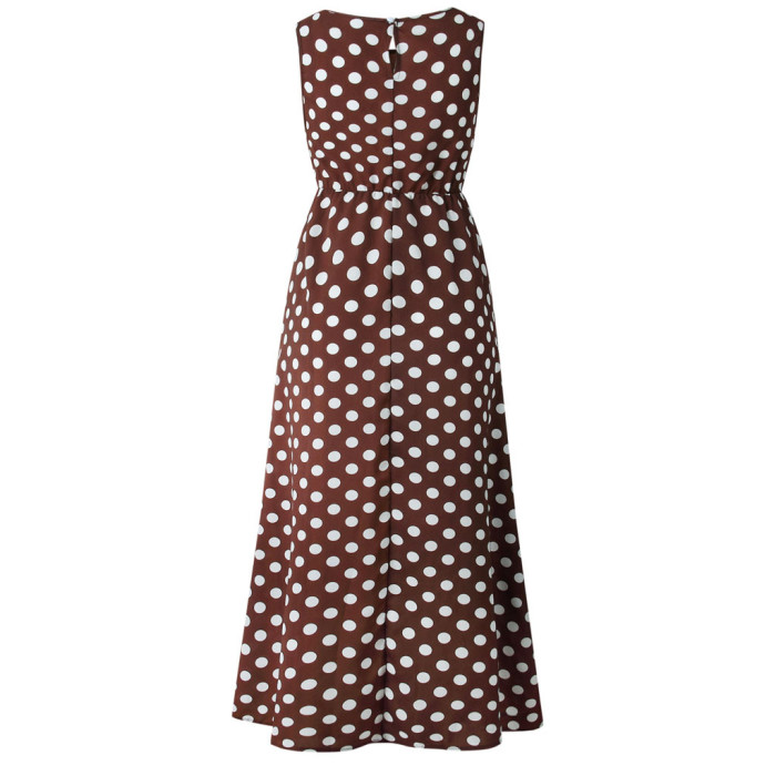 Sexy Printing Sleeveless O Neck Maxi Dresses