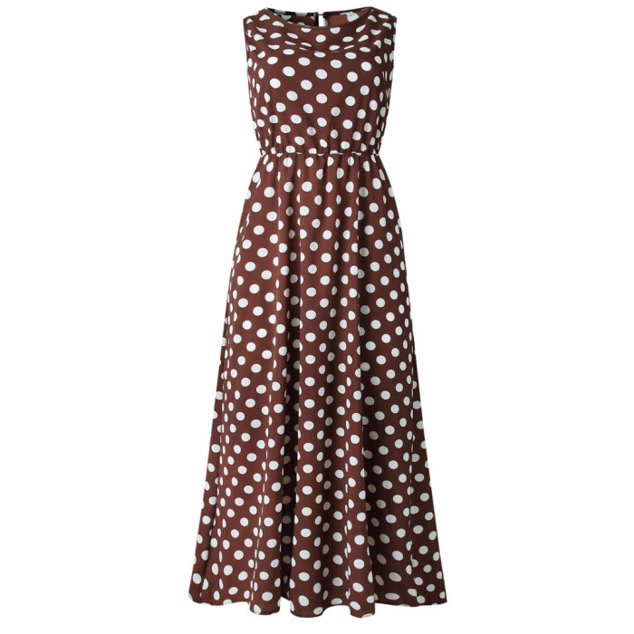 Sexy Printing Sleeveless O Neck Maxi Dresses