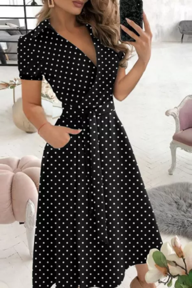 Sexy Fashion Print V-Neck Elegent Party Prom Wedding Guest Dresses