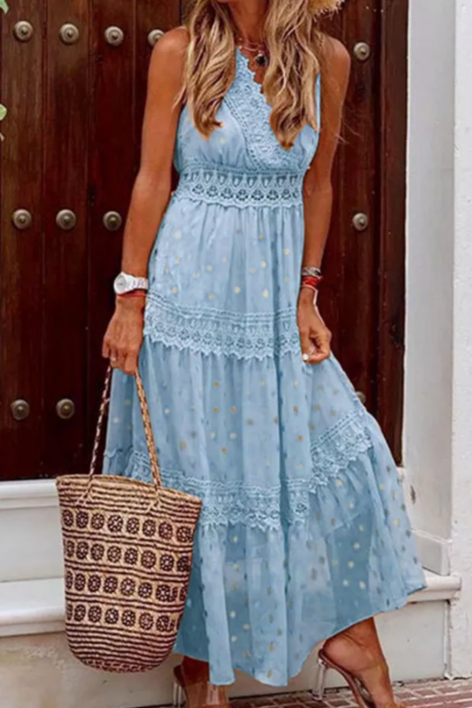 Fashion Sleeveless Ruffle Sexy Elegant Sling V-Neck Wedding Guest Dress