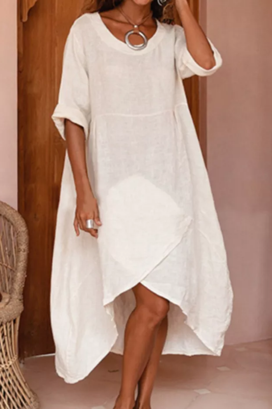 Fashion O Neck Casual Irregular Dress