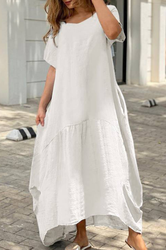 Fashion Cotton Casual O Neck Wedding Guest Dress