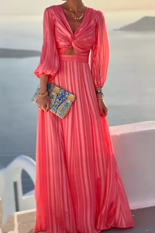 Elegant Long Sleeve V Neck Sexy Bell Sleeve Fashion Wedding Guest Dress