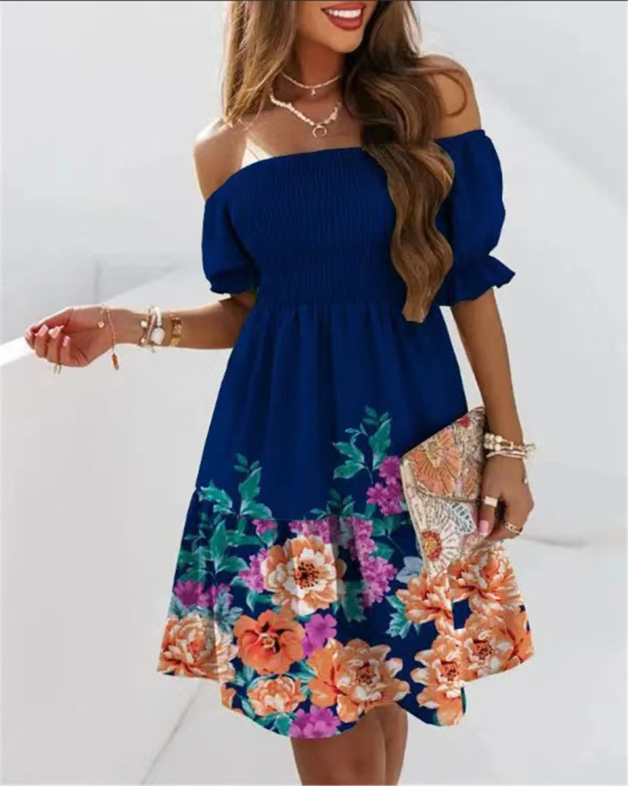 Sexy Neck Casual Loose Short Sleeves Elegant Party Fashion  Wedding Guest Dresses