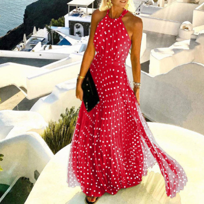 Vintage Print Loose Sexy Backless O-Neck Bohemian Fashion Elegant Wedding Guest Dresses