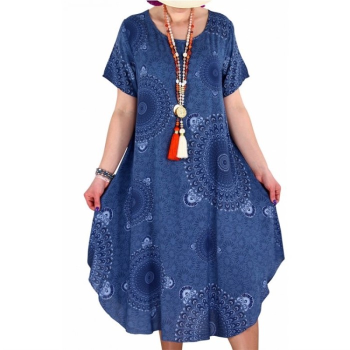 Bohemian Print Loose Relaxed Midi Casual Dress