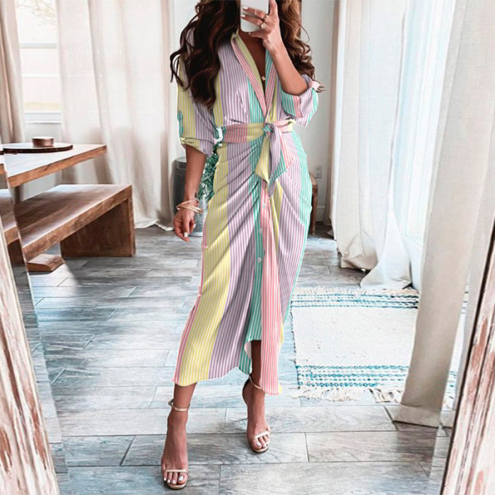 Elegant V Neck Ruffle Fashion Casual Print Beach Party Wedding Guest Dresses
