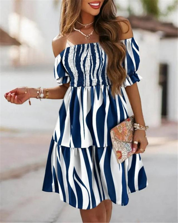 Sexy Neck Casual Loose Short Sleeves Elegant Party Fashion  Wedding Guest Dresses
