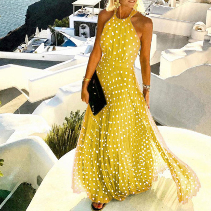 Vintage Print Loose Sexy Backless O-Neck Bohemian Fashion Elegant Wedding Guest Dresses