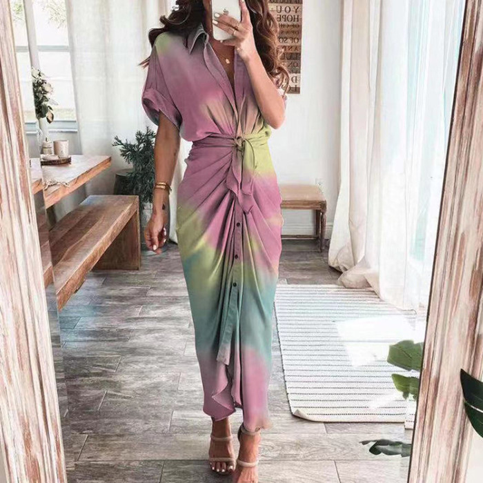 Elegant V Neck Ruffle Fashion Casual Print Beach Party Wedding Guest Dresses
