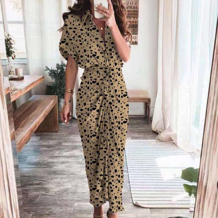 Elegant V Neck Ruffle Fashion Casual Print Beach Party Wedding Guest Dresses