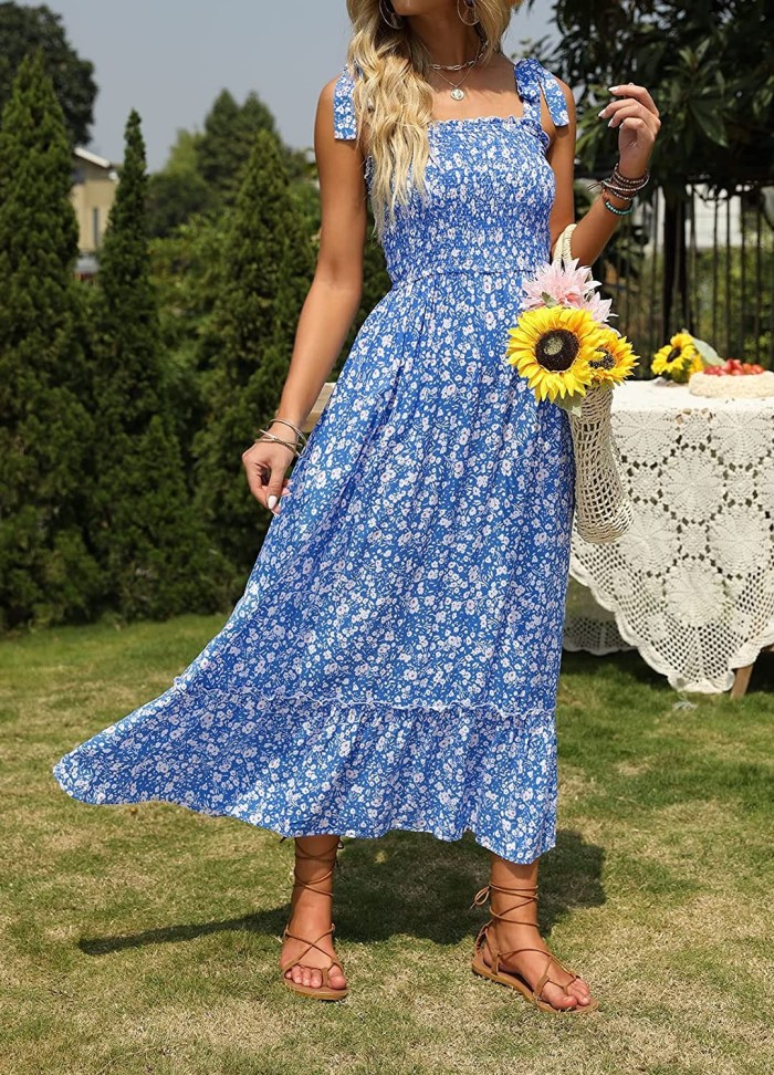 Sexy Boat Neck Sling Print Elegant Party Fashion Casual  Maxi Dress