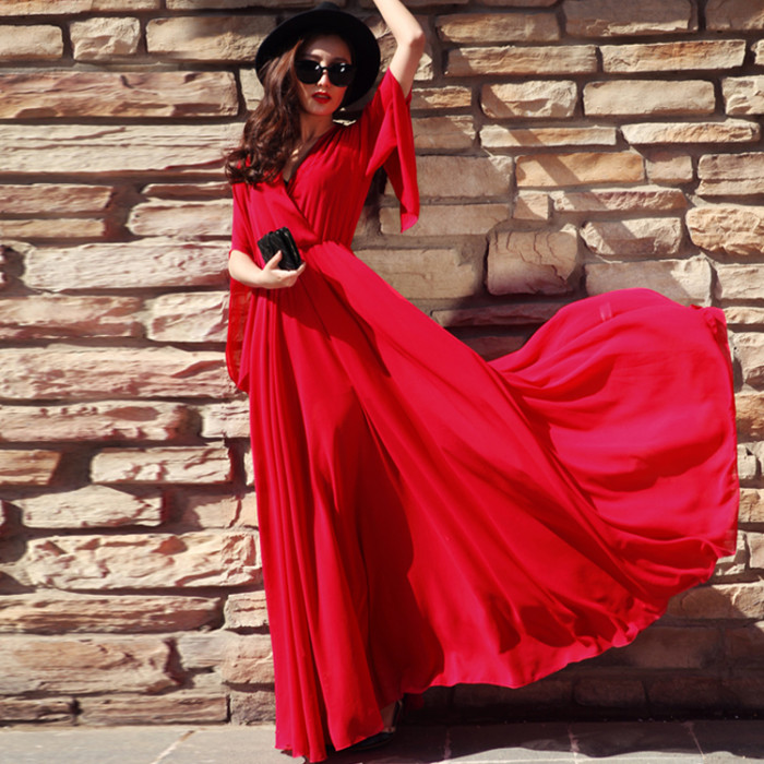 Casual Fashion Boho Sling V Neck Sexy High Waist Party Wedding Guest Dresses