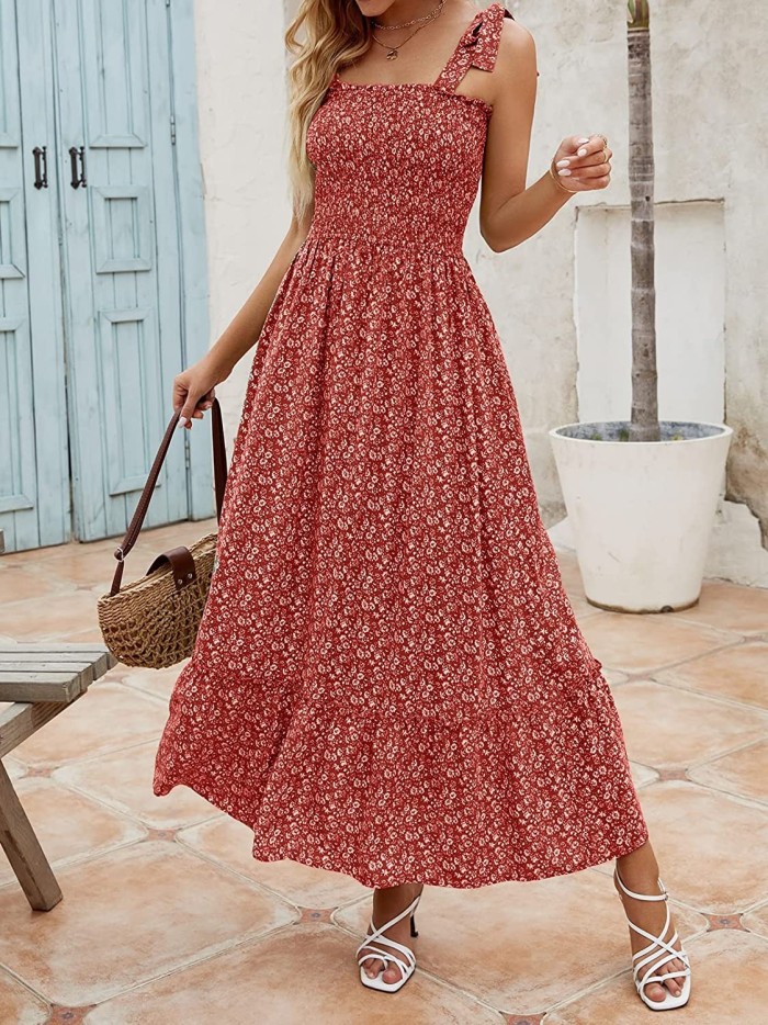 Sexy Boat Neck Sling Print Elegant Party Fashion Casual  Maxi Dress