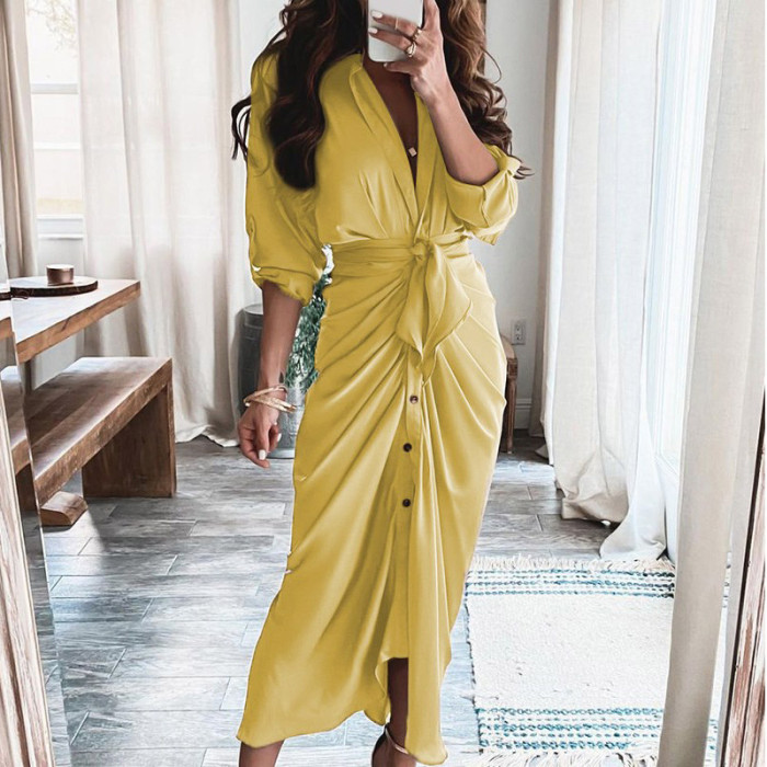Elegant V Neck Ruffle Fashion Casual Print Beach Party Wedding Guest Dresses