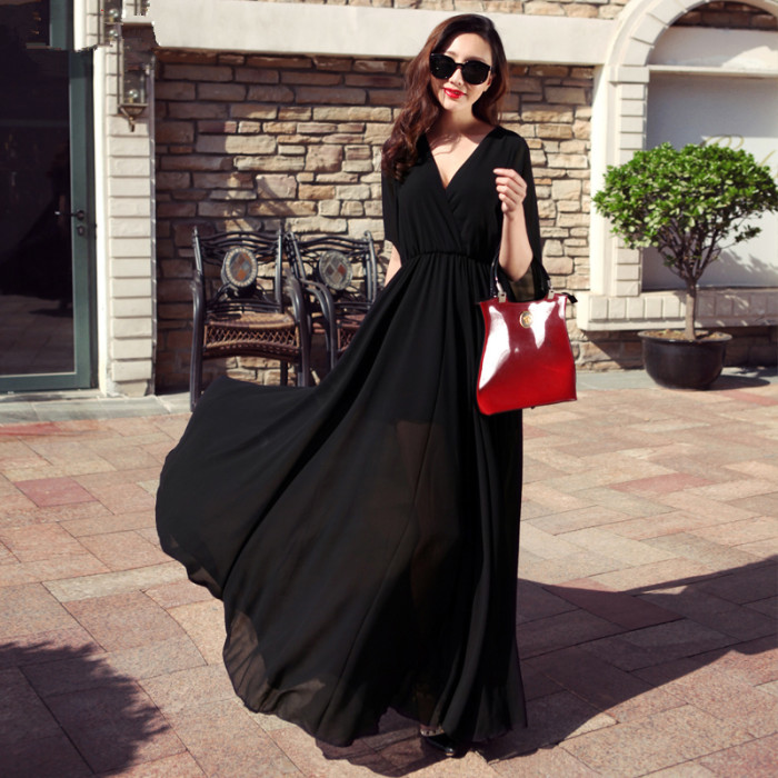 Casual Fashion Boho Sling V Neck Sexy High Waist Party Wedding Guest Dresses