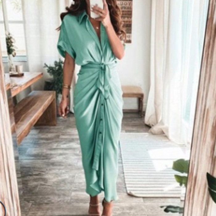 Elegant V Neck Ruffle Fashion Casual Print Beach Party Wedding Guest Dresses
