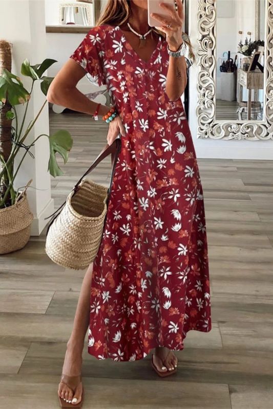 Floral Short Sleeve Elegant Party Fashion Maxi Dresses