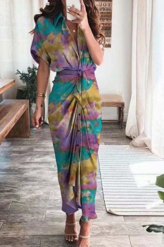 Elegant V Neck Ruffle Fashion Casual Print Beach Party Wedding Guest Dresses