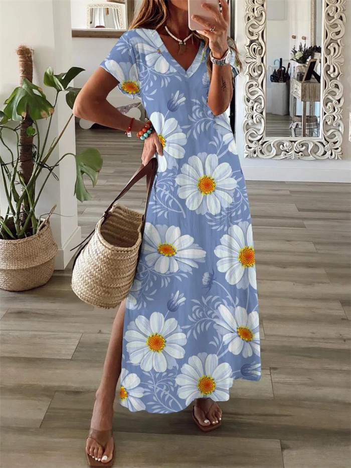 Floral Short Sleeve Elegant Party Fashion Maxi Dresses