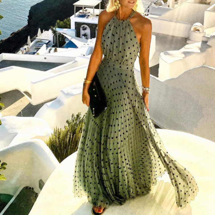 Vintage Print Loose Sexy Backless O-Neck Bohemian Fashion Elegant Wedding Guest Dresses