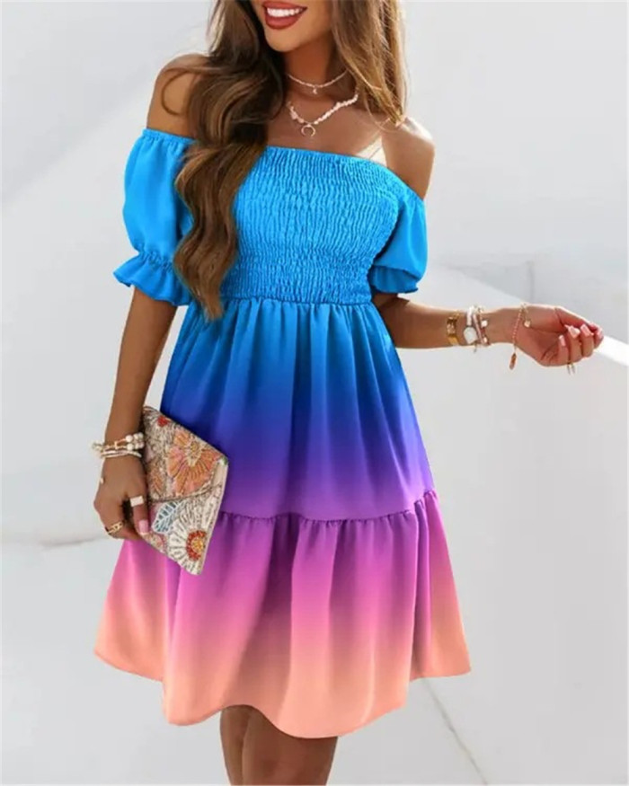 Sexy Neck Casual Loose Short Sleeves Elegant Party Fashion  Wedding Guest Dresses