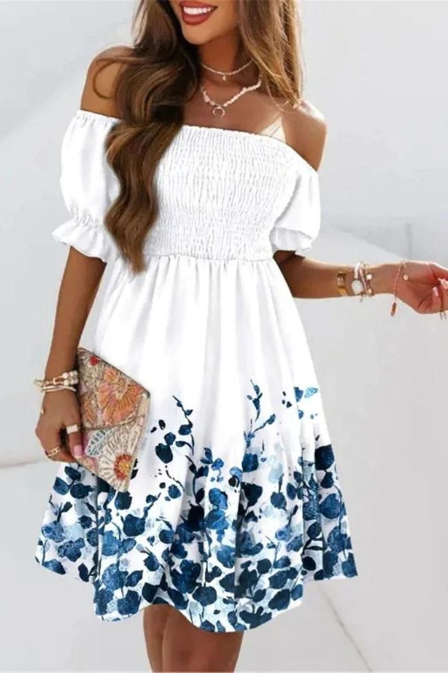 Sexy Neck Casual Loose Short Sleeves Elegant Party Fashion  Wedding Guest Dresses